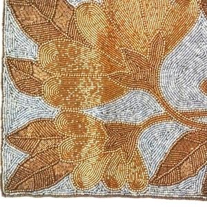 Glass Bead Runner 100% Glass Beads gold silvertone 15"×30" New